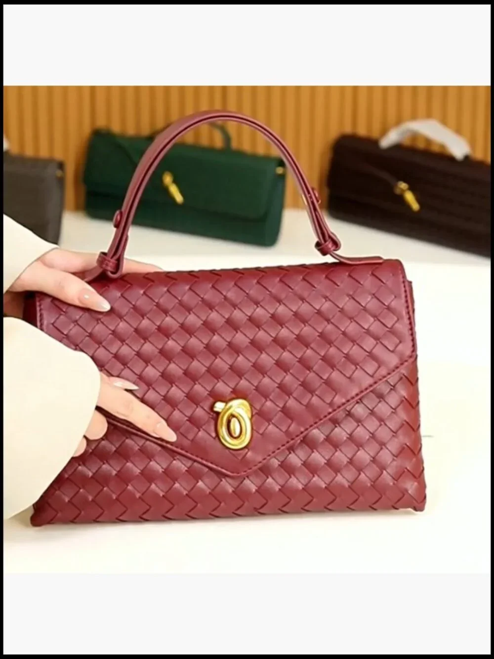 Woven Crossbody Satchel Bag Trendy Braided Top Handle Shoulder Purse Summer - Picture 7 of 7